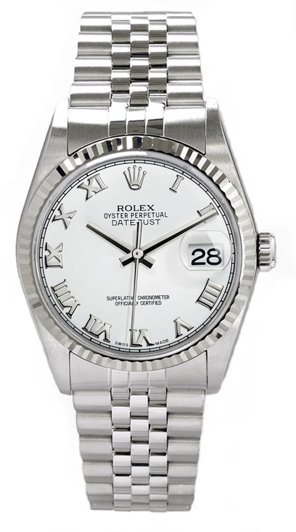 Rolex Datejust 36mm - White Roman Dial (ref 16014) - Biel Watches