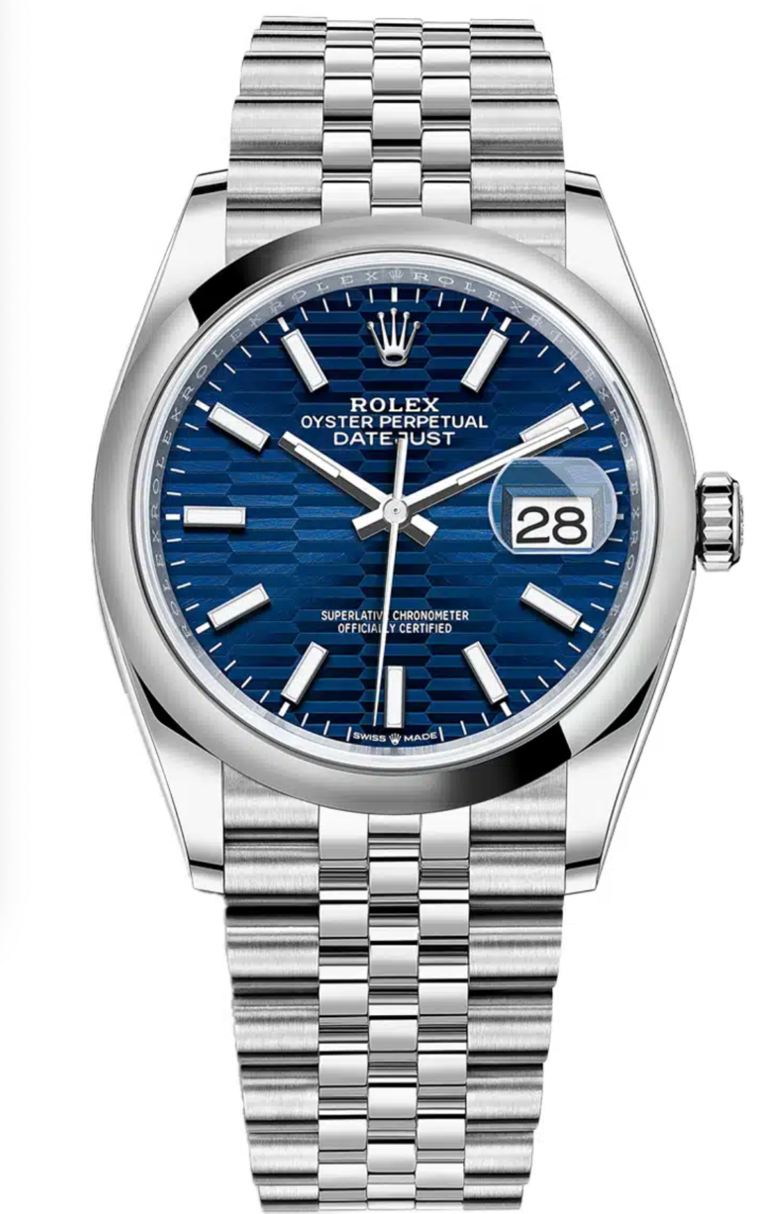 Rolex Datejust 36 Blue Motif Dial Ref 126200 Biel Watches
